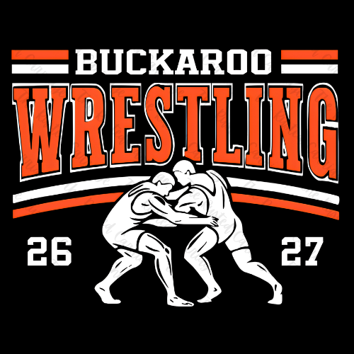 Buckaroo Wrestling '26-27 Choose Orange with Black or White -Front/Back Design ((Customizable))