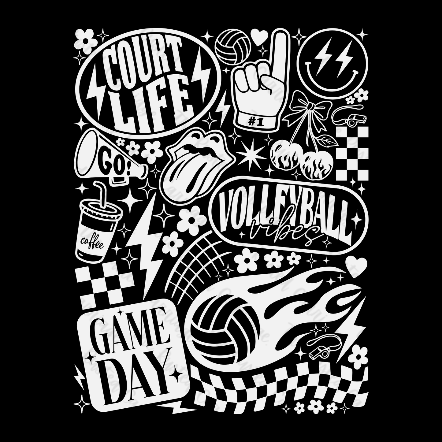 All Things Volleyball Design in Black or White ((Customizable))