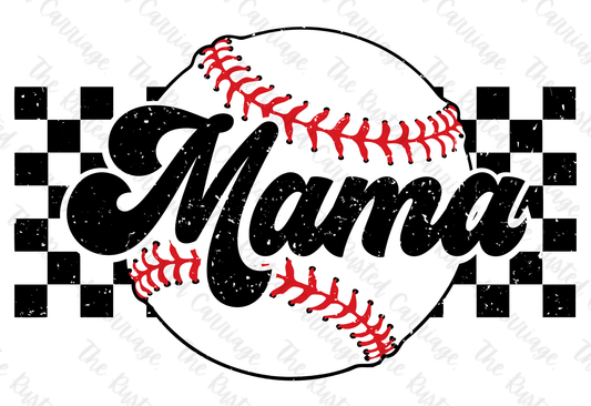 Checkered Baseball Mama Retro Design ((Customizable))