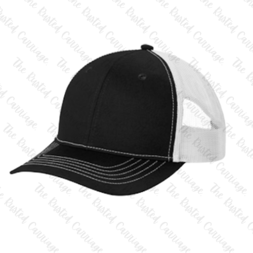 Black & White Adult Unisex Hat - Pick Your Wrestling Design & Hat Style: Flat Brim, Curved Brim or Women's Trucker Hat((Customizable))