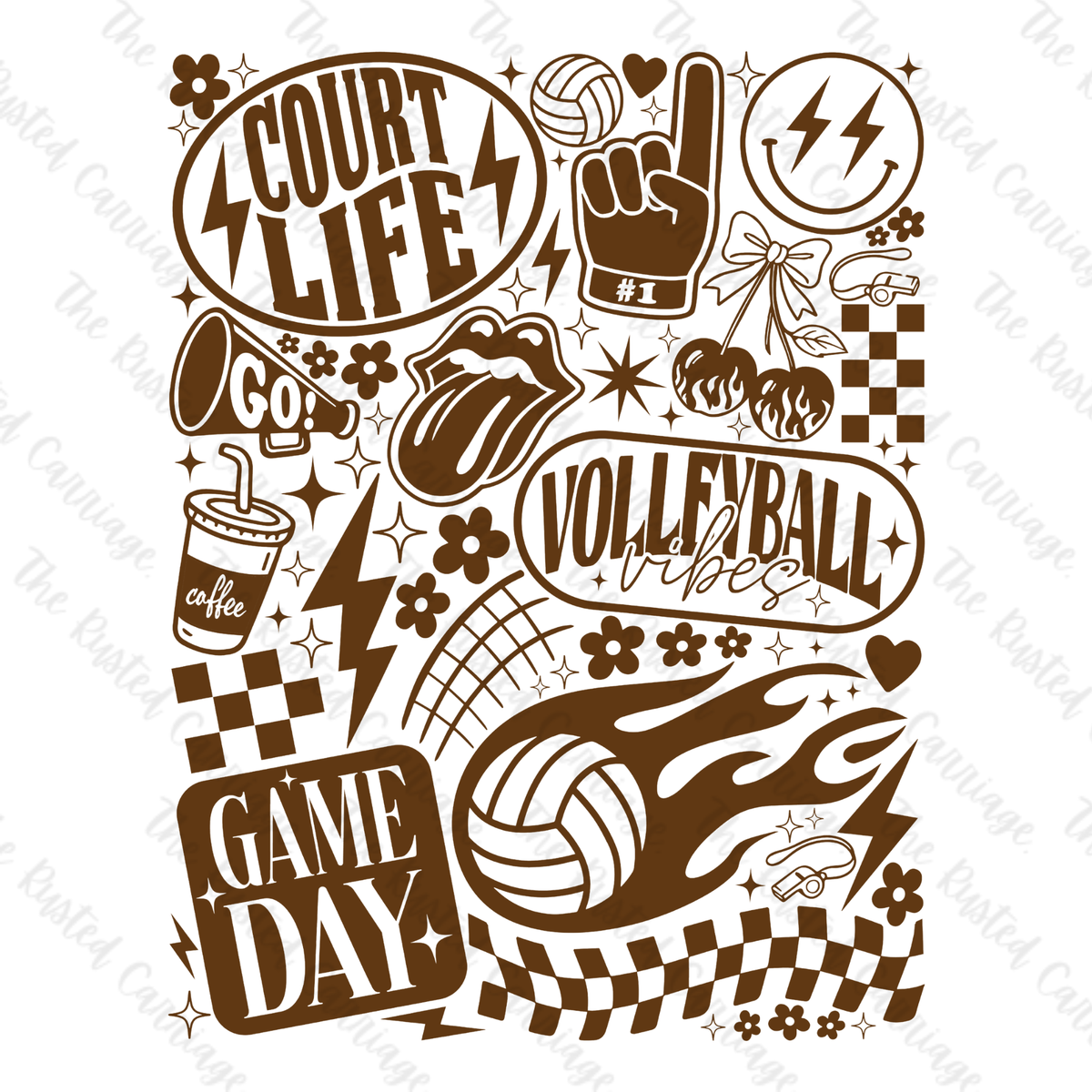 All Things Volleyball Tee in a Brown, Pink or Navy Design ((Customizable))