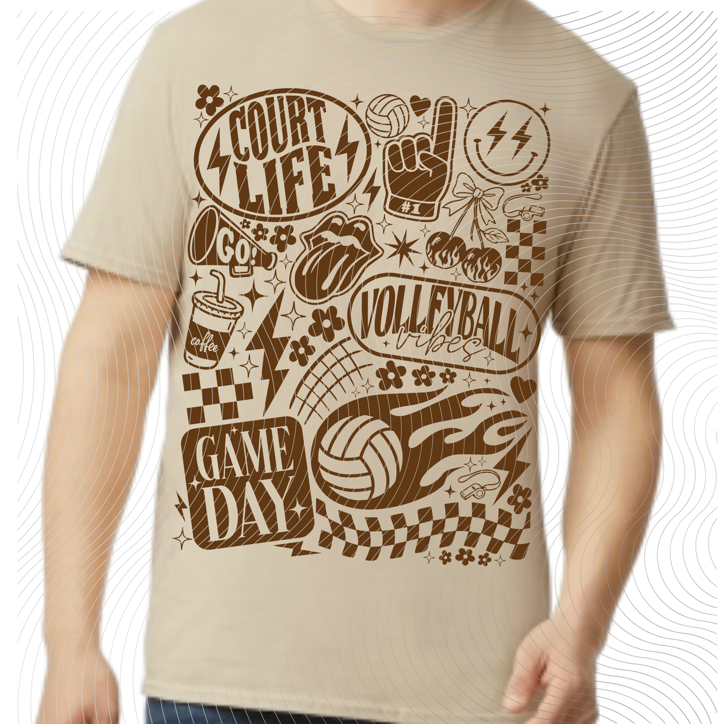 All Things Volleyball Tee in a Brown, Pink or Navy Design ((Customizable))