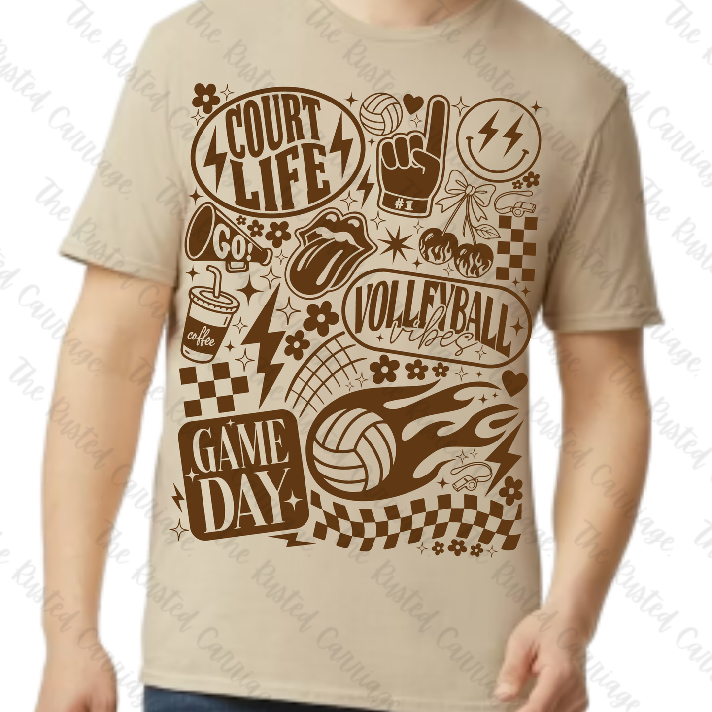 All Things Volleyball Tee in a Brown, Pink or Navy Design ((Customizable))