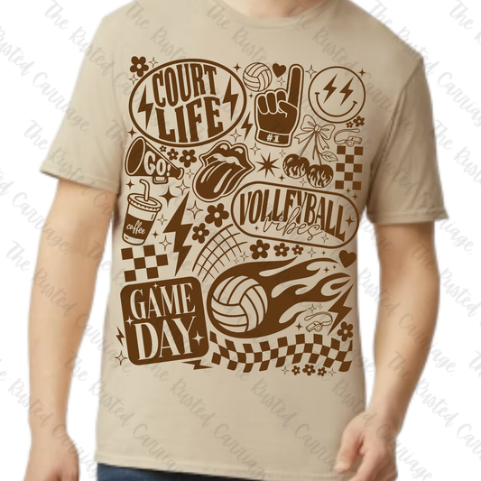All Things Volleyball Tee in a Brown, Pink or Navy Design ((Customizable))