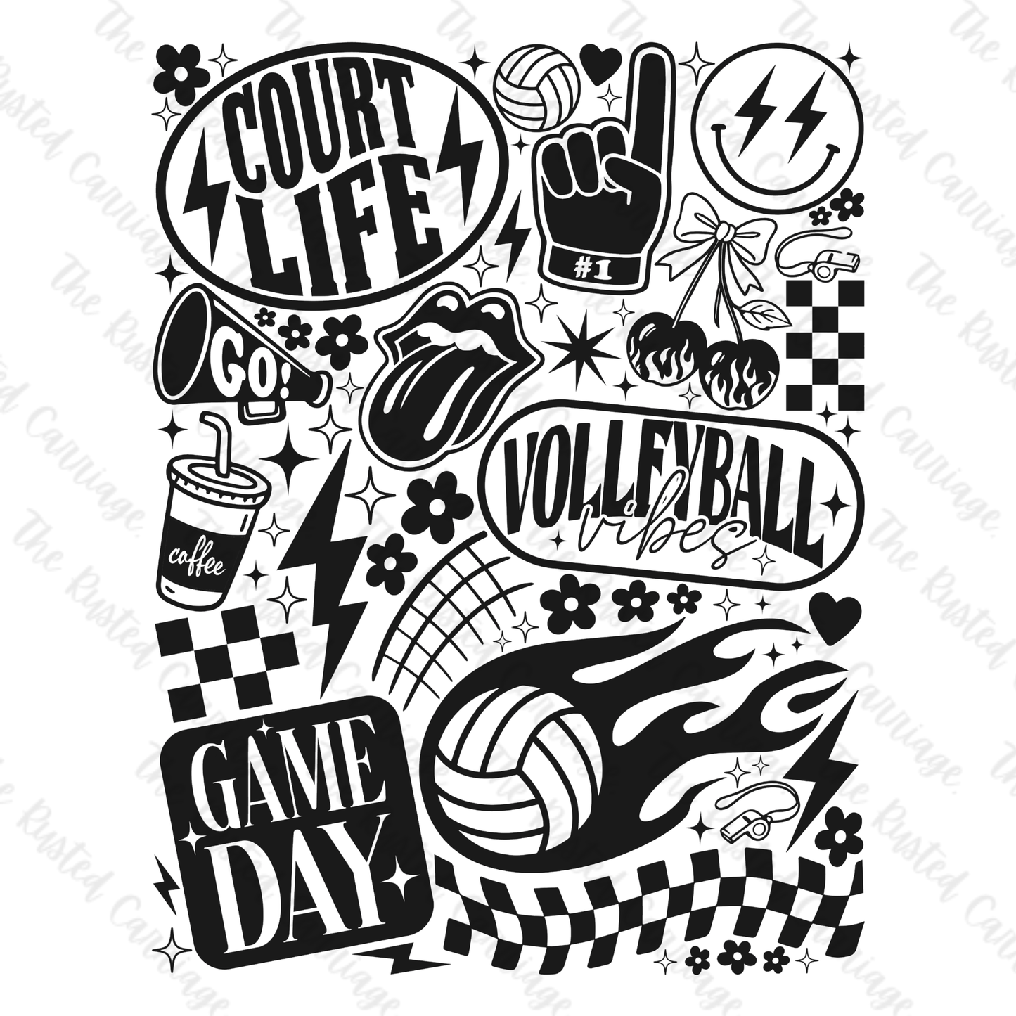 All Things Volleyball Design in Black or White ((Customizable))