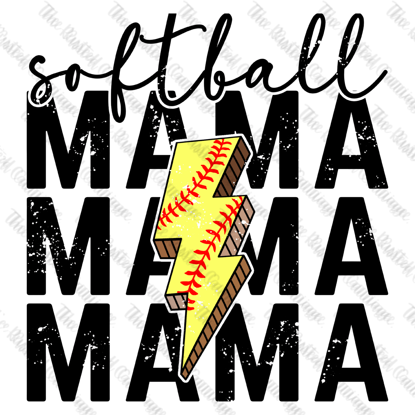 Softball Mama with Lightning Strike Design ((Customizable))