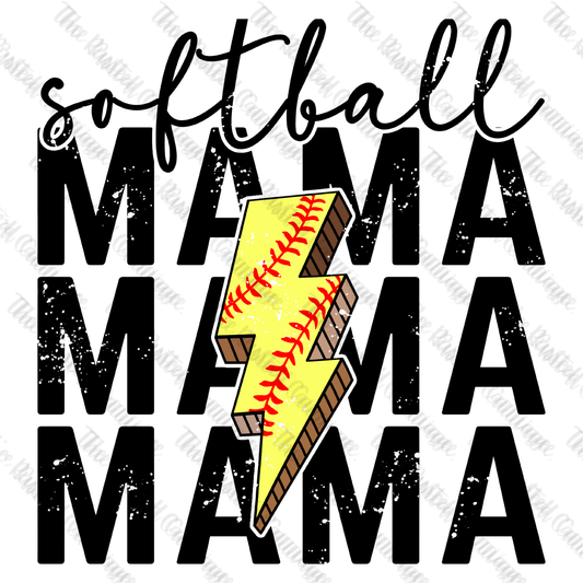 Softball Mama with Lightning Strike Design ((Customizable))