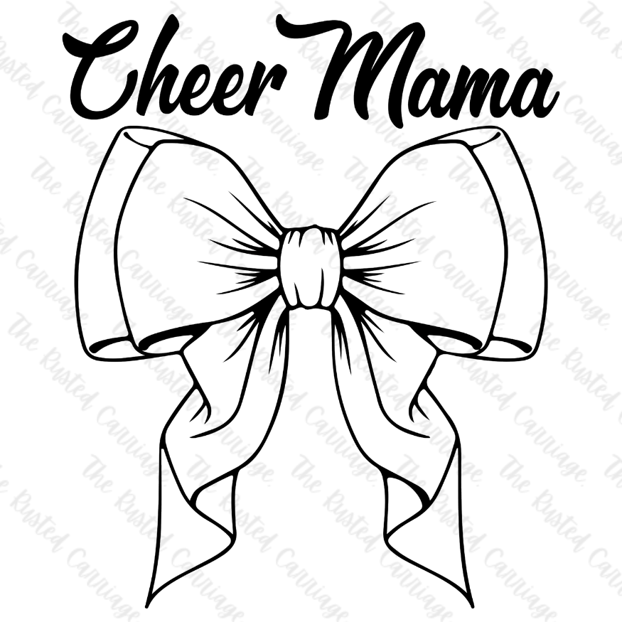 Black Cheer Mama with Bow -Front Back Design ((Customizable))