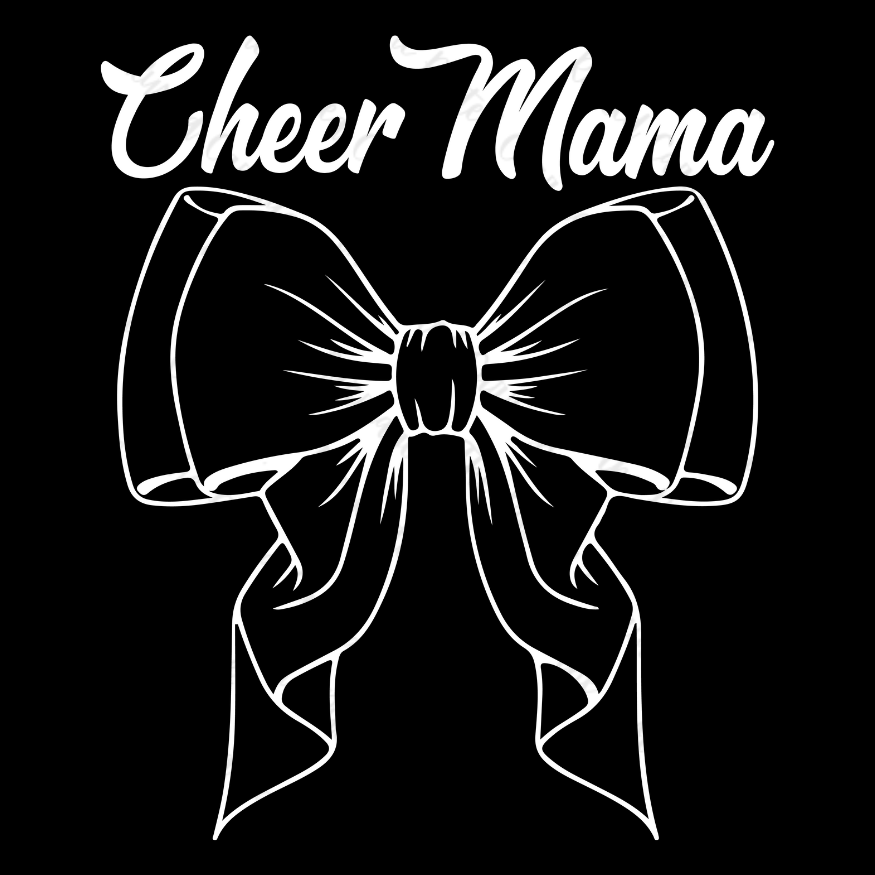 White Cheer Mama with Bow -Front Back Design ((Customizable))