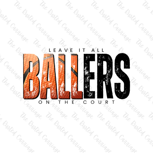 Ballers Basketball Long Sleeve T-Shirt Choose Orange/Black or Orange/White Design ((Customizable))