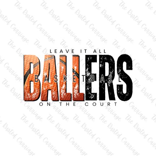 Ballers Basketball Long Sleeve T-Shirt Choose Orange/Black or Orange/White Design ((Customizable))