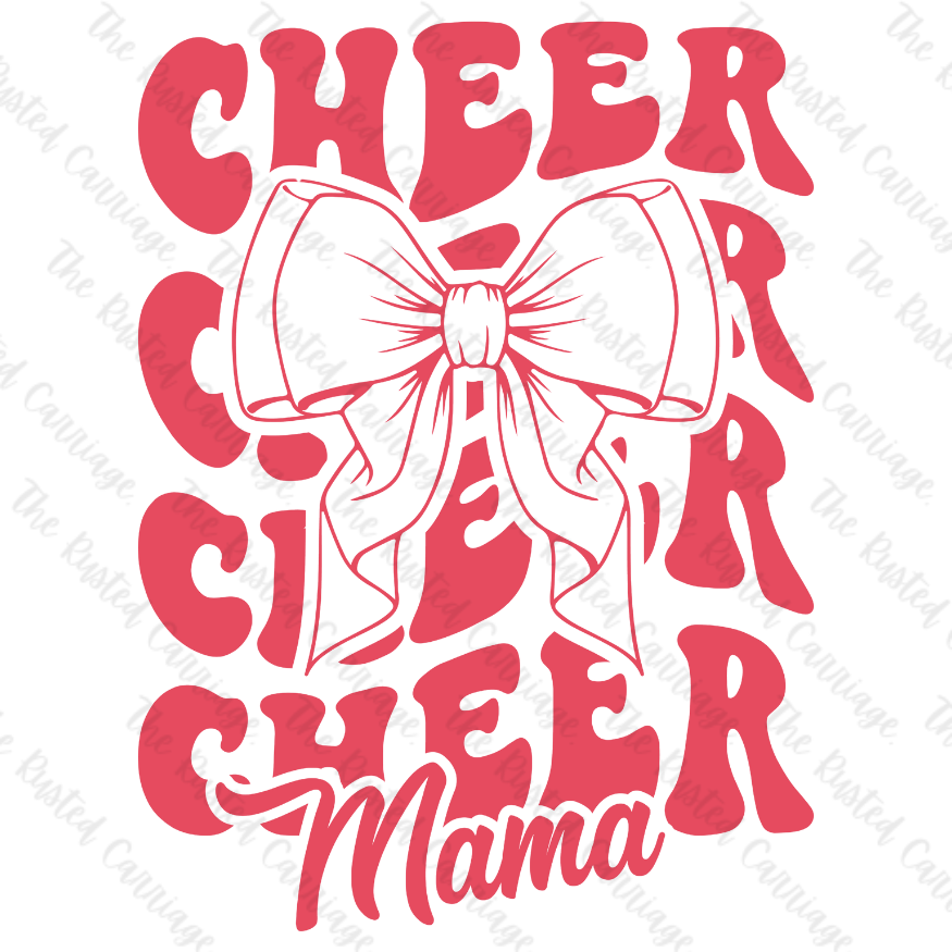 Pink Cheer Mama with Bow -Front Back Design ((Customizable))