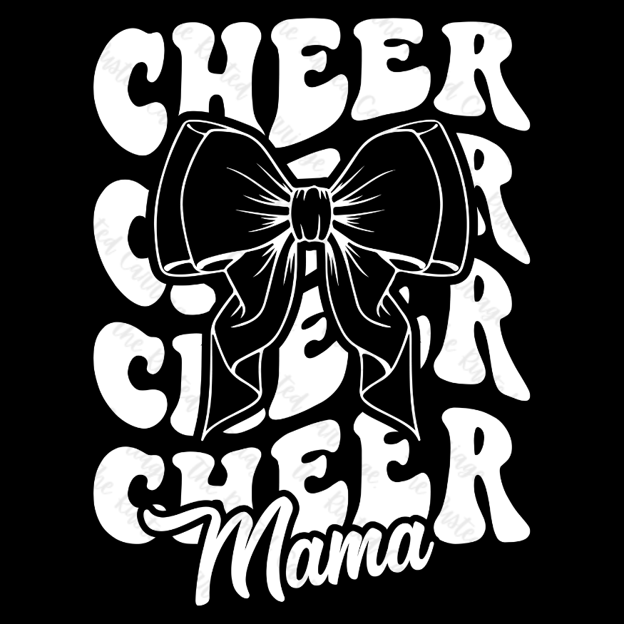 White Cheer Mama with Bow -Front Back Design ((Customizable))