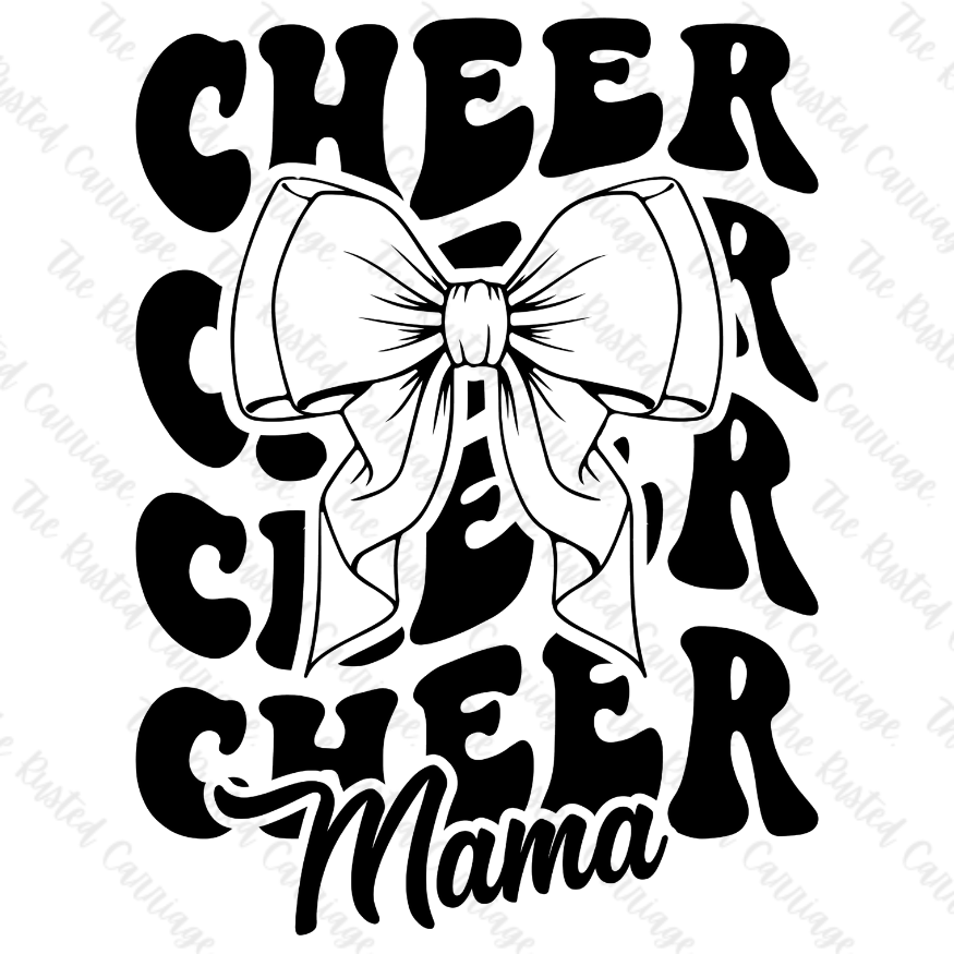 Black Cheer Mama with Bow -Front Back Design ((Customizable))
