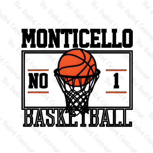 Monticello Basketball Hoop Tee - Add your players number ((Customizable))