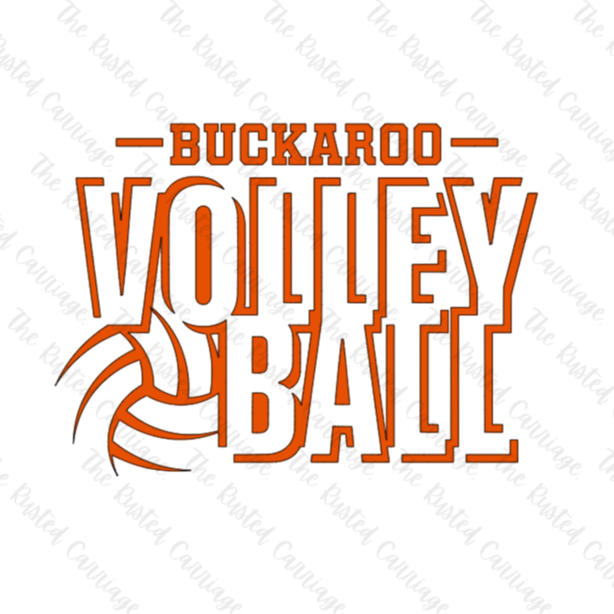 Buckaroo Volleyball Outline in Orange, Black or White design ((Customizable))
