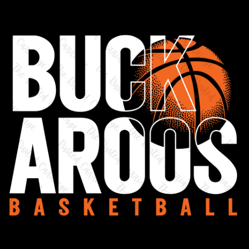 Buckaroos Basketball Tee with Basketball - Choose Orange/Black or Orange/White Design ((Customizable))