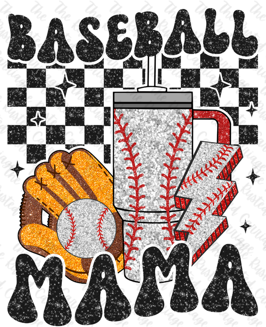 Glitter Retro Baseball Mama Design ((Customizable))
