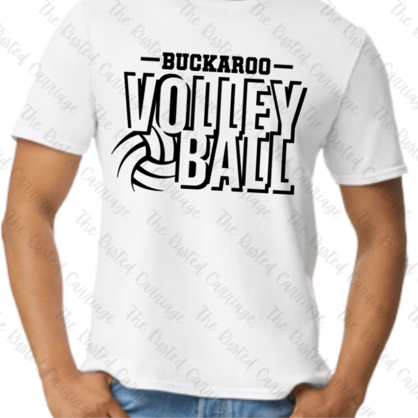 Buckaroo Volleyball Outline in Orange, Black or White design ((Customizable))