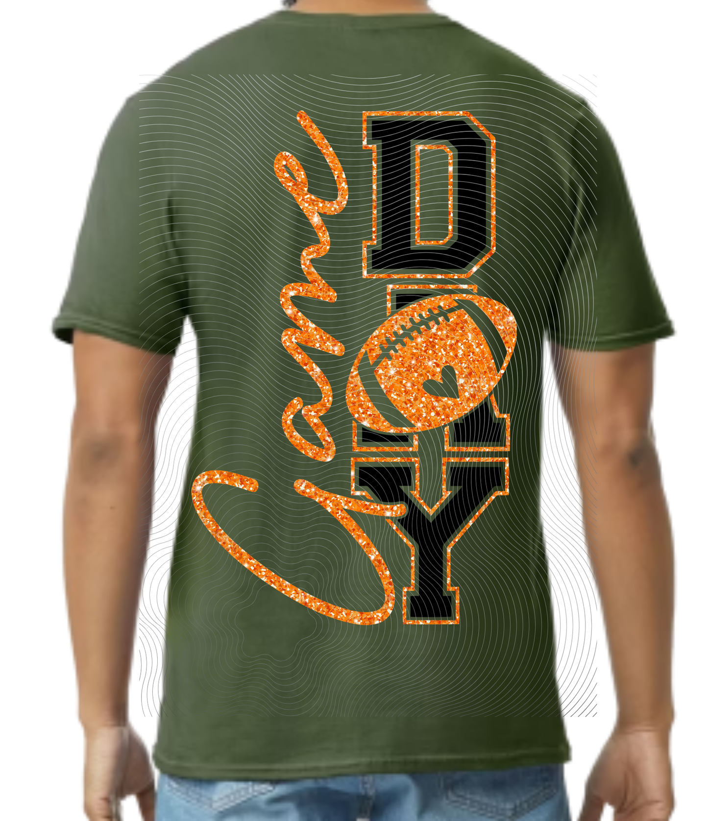 Game Day Tee Orange Glitter/Black Front/Back Design ((Customizable))