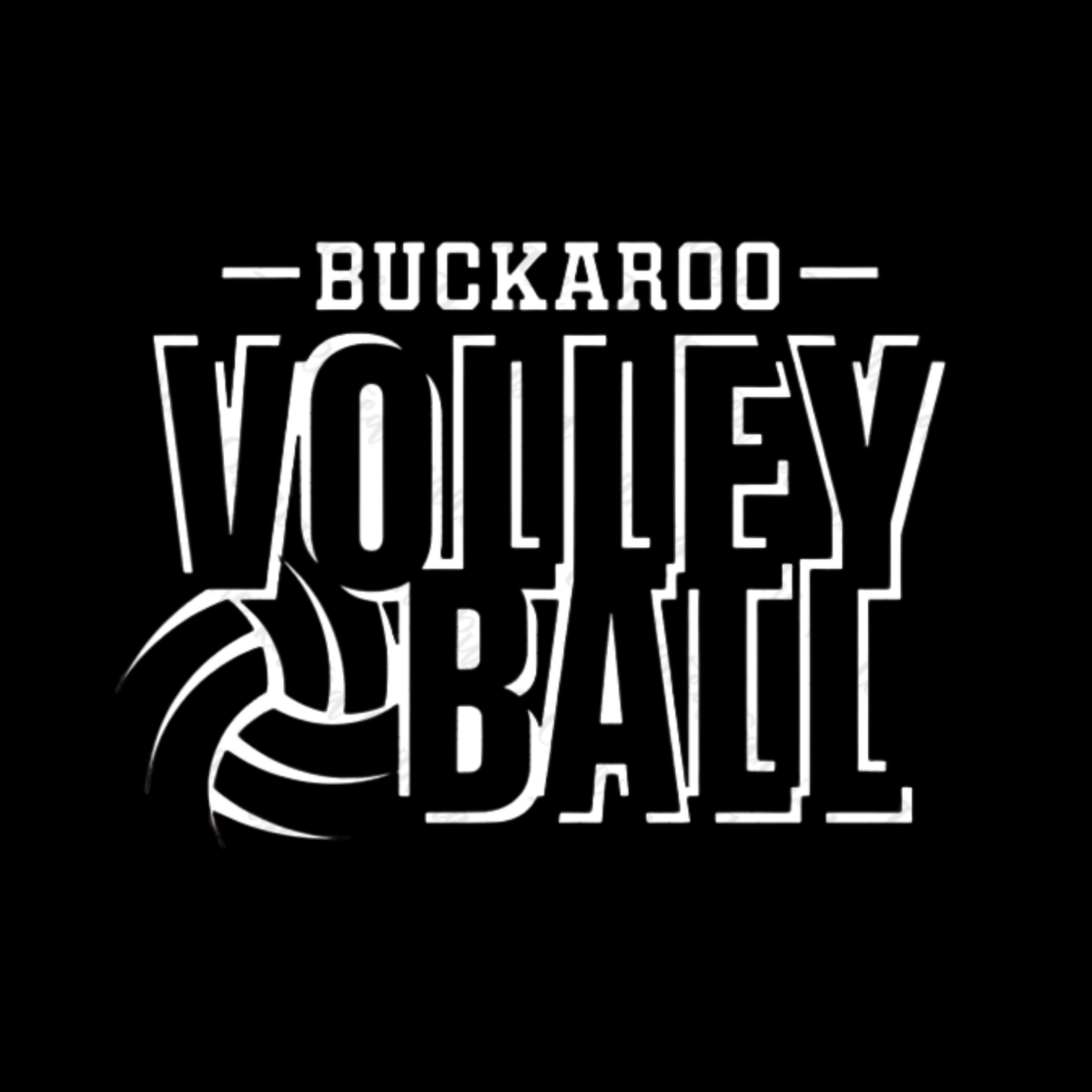Buckaroo Volleyball Outline in Orange, Black or White design ((Customizable))