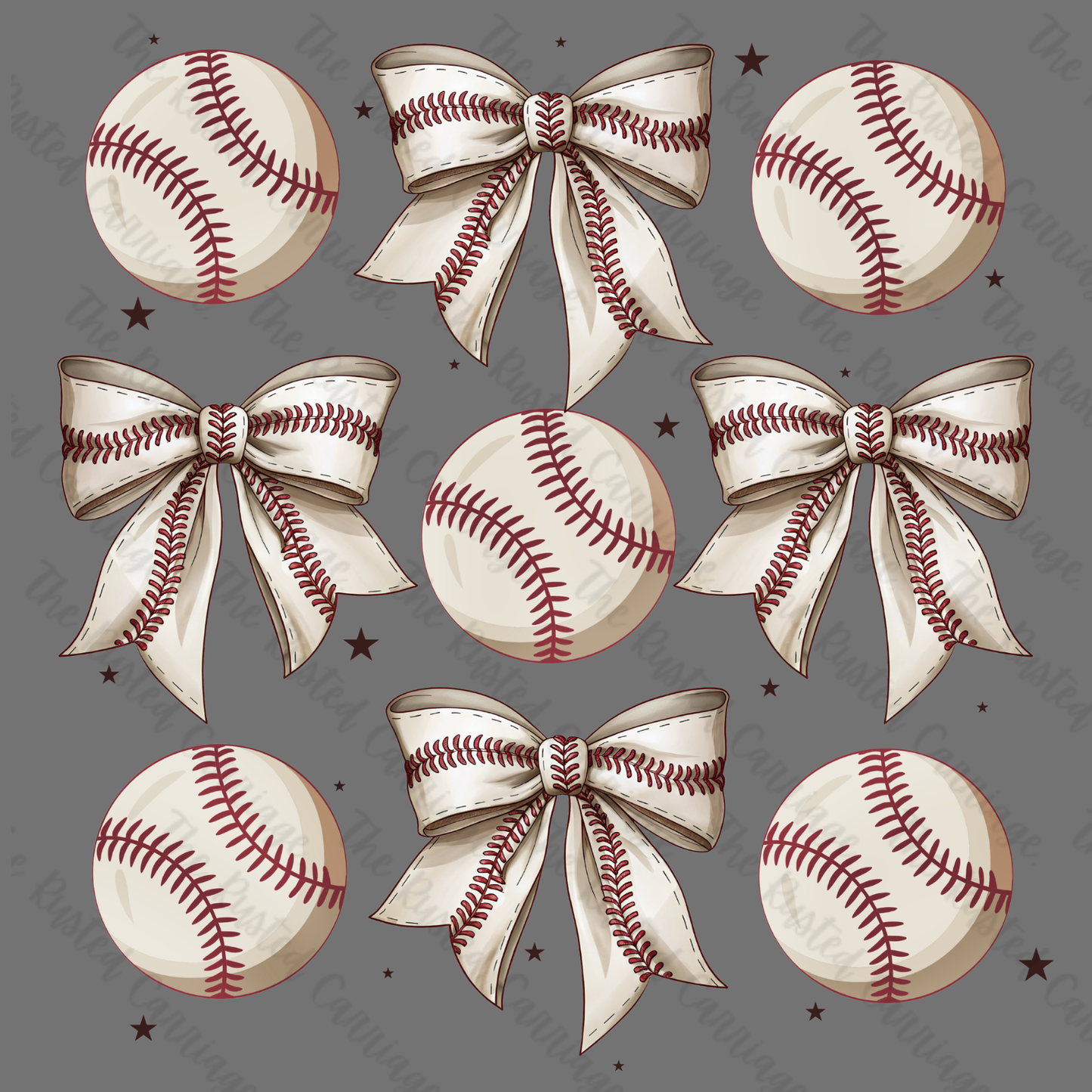 Simple Baseball & Bow Design ((Customizable))
