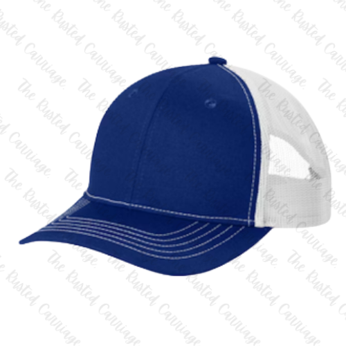 Patriotic Blue & White YOUTH Trucker Snap Back Hat - Pick Your Own Football Design - ((Customizable))