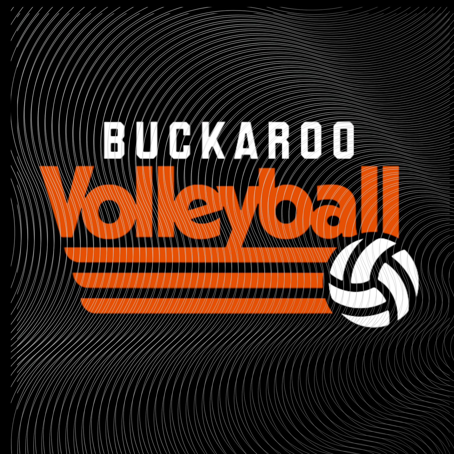 Buckaroo Volleyball with 3 lines- Black/Orange or White/Orange ((Customizable))