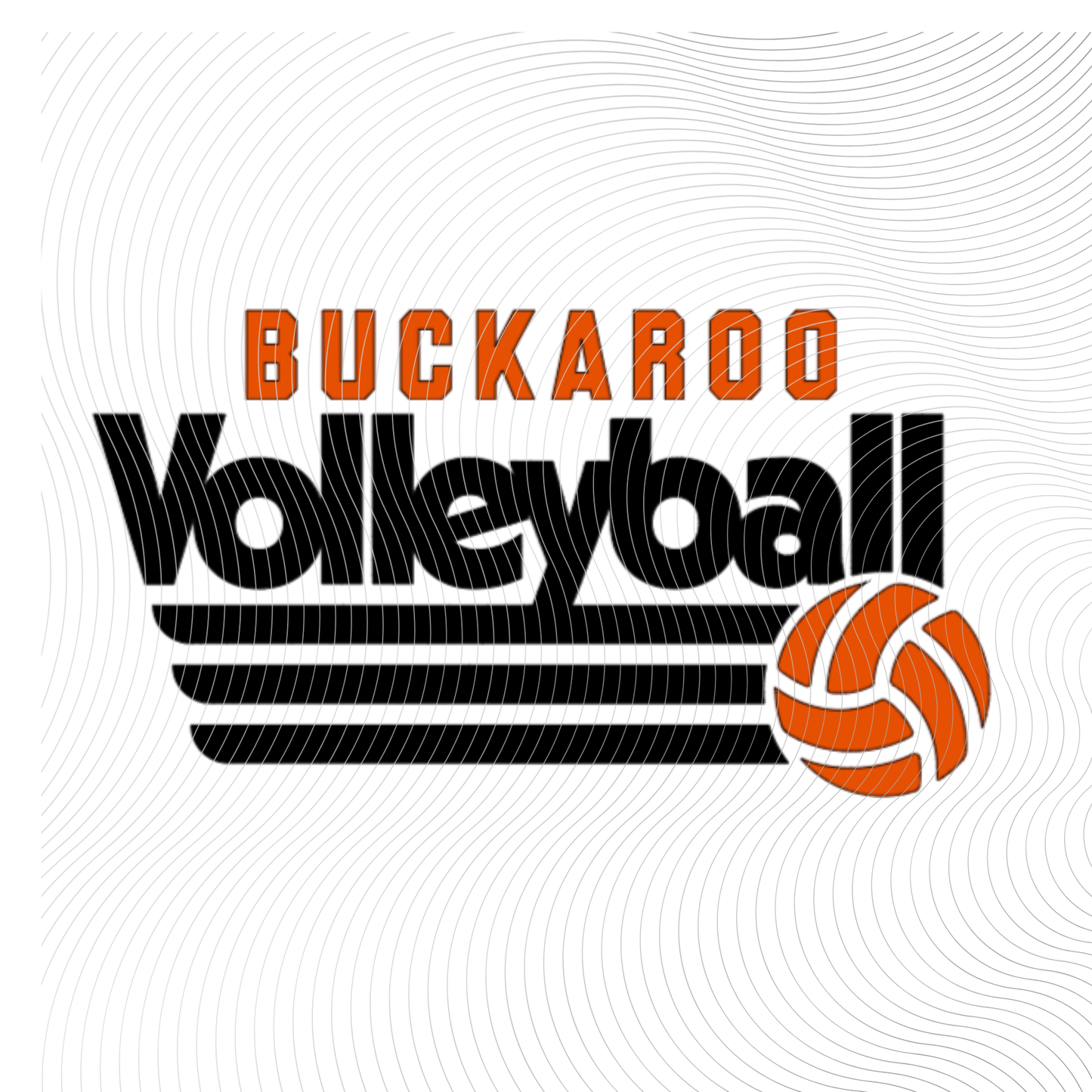 Buckaroo Volleyball with 3 lines- Black/Orange or White/Orange ((Customizable))