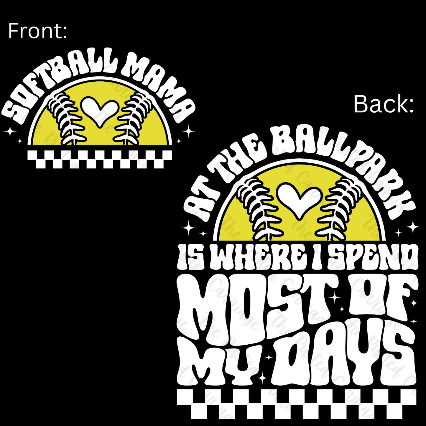 Softball Mama Retro Front/Back WHITE Design ((Customizable))