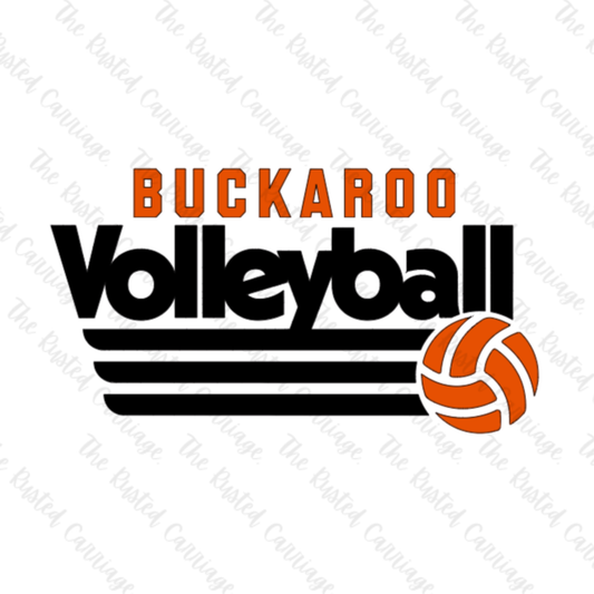 Buckaroo Volleyball with 3 lines Design- Black/Orange or White/Orange ((Customizable))