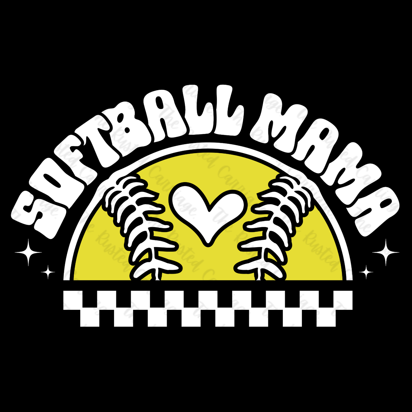 Softball Mama Retro Front/Back WHITE Design ((Customizable))