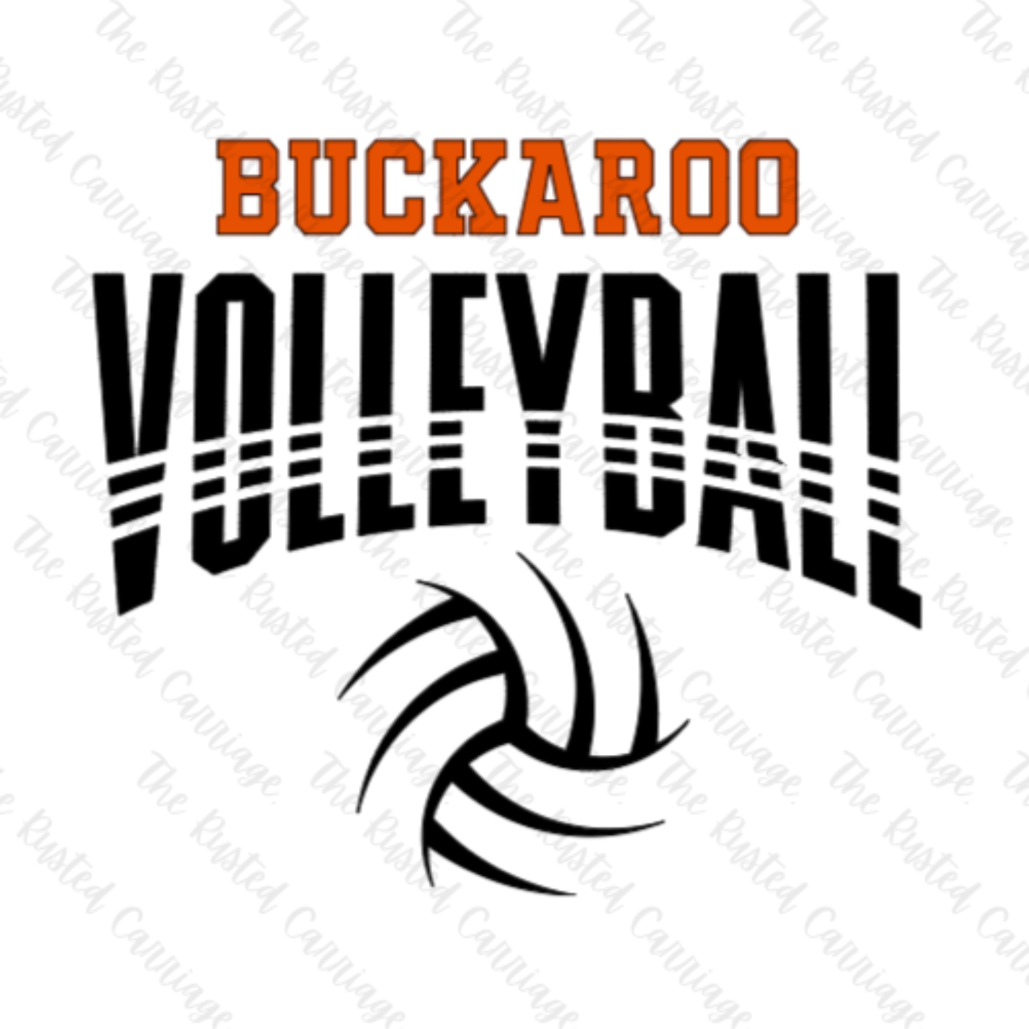 Strikethrough Buckaroo Volleyball Design in Orange/Black, White/Black or Orange/White Design ((Customizable))