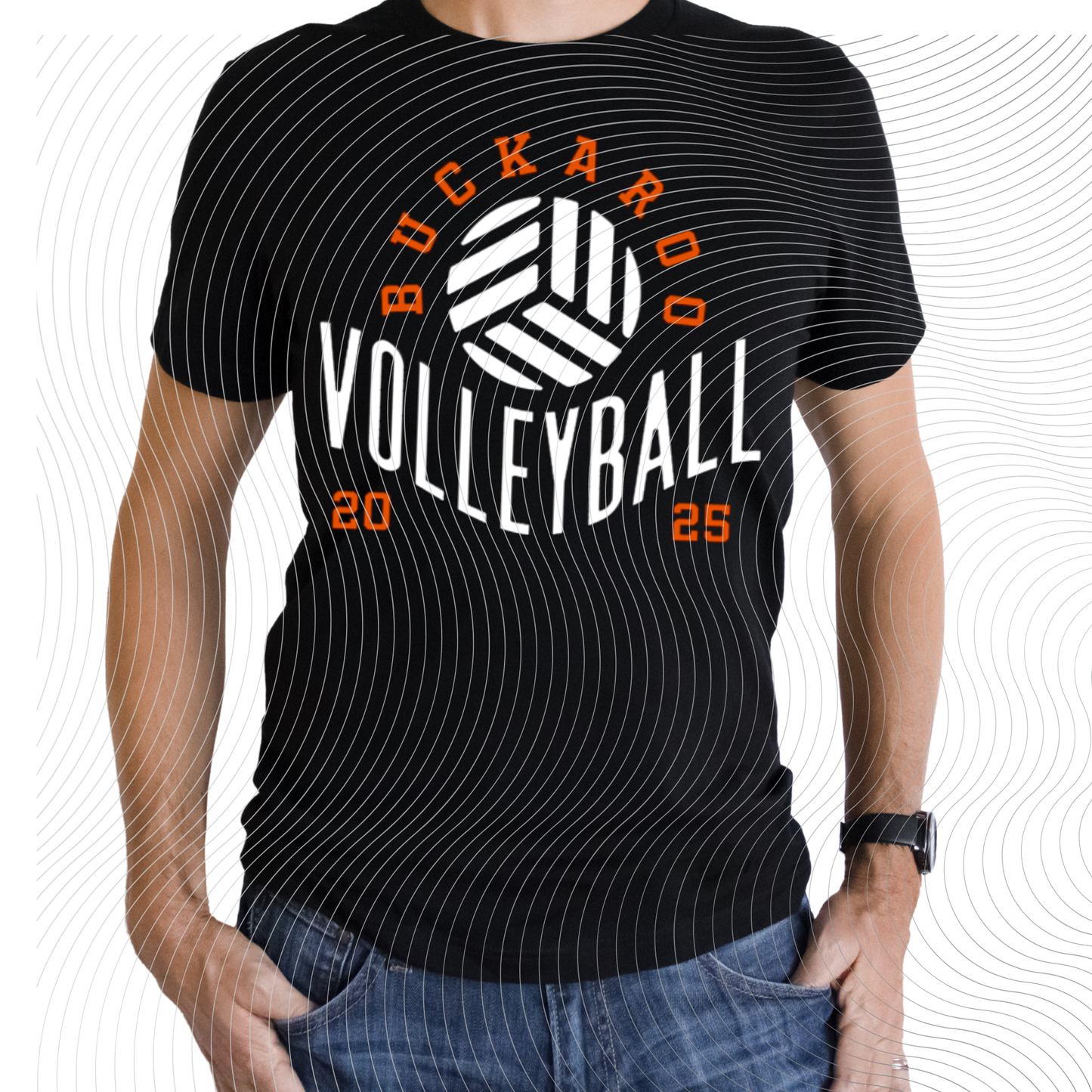 Buckaroo Volleyball 2025 Tee in a Orange/White & Orange/Black Design ((Customizable))