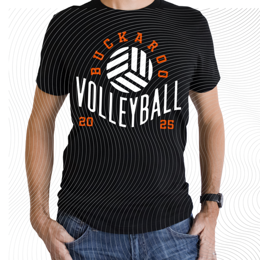 Buckaroo Volleyball 2025 Tee in a Orange/White & Orange/Black Design ((Customizable))