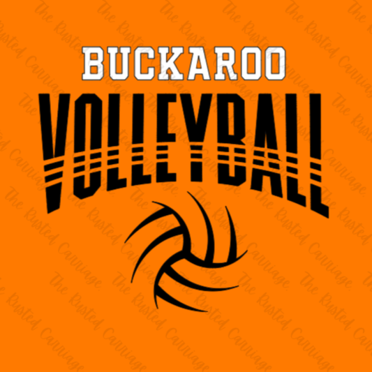 Strikethrough Buckaroo Volleyball Design in Orange/Black, White/Black or Orange/White Design ((Customizable))