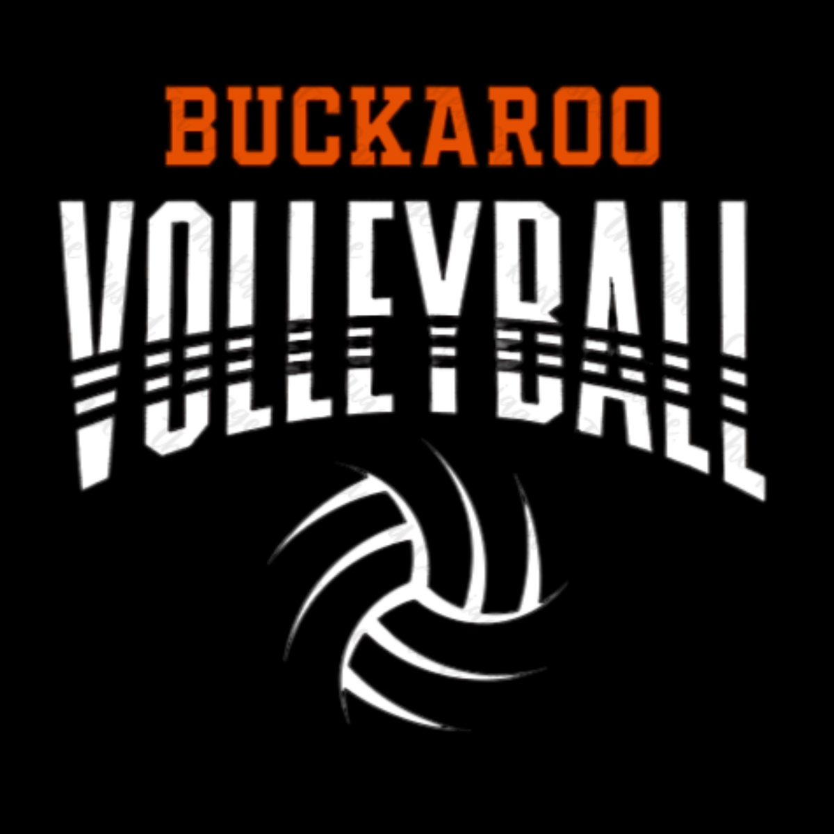 Strikethrough Buckaroo Volleyball Design in Orange/Black, White/Black or Orange/White Design ((Customizable))