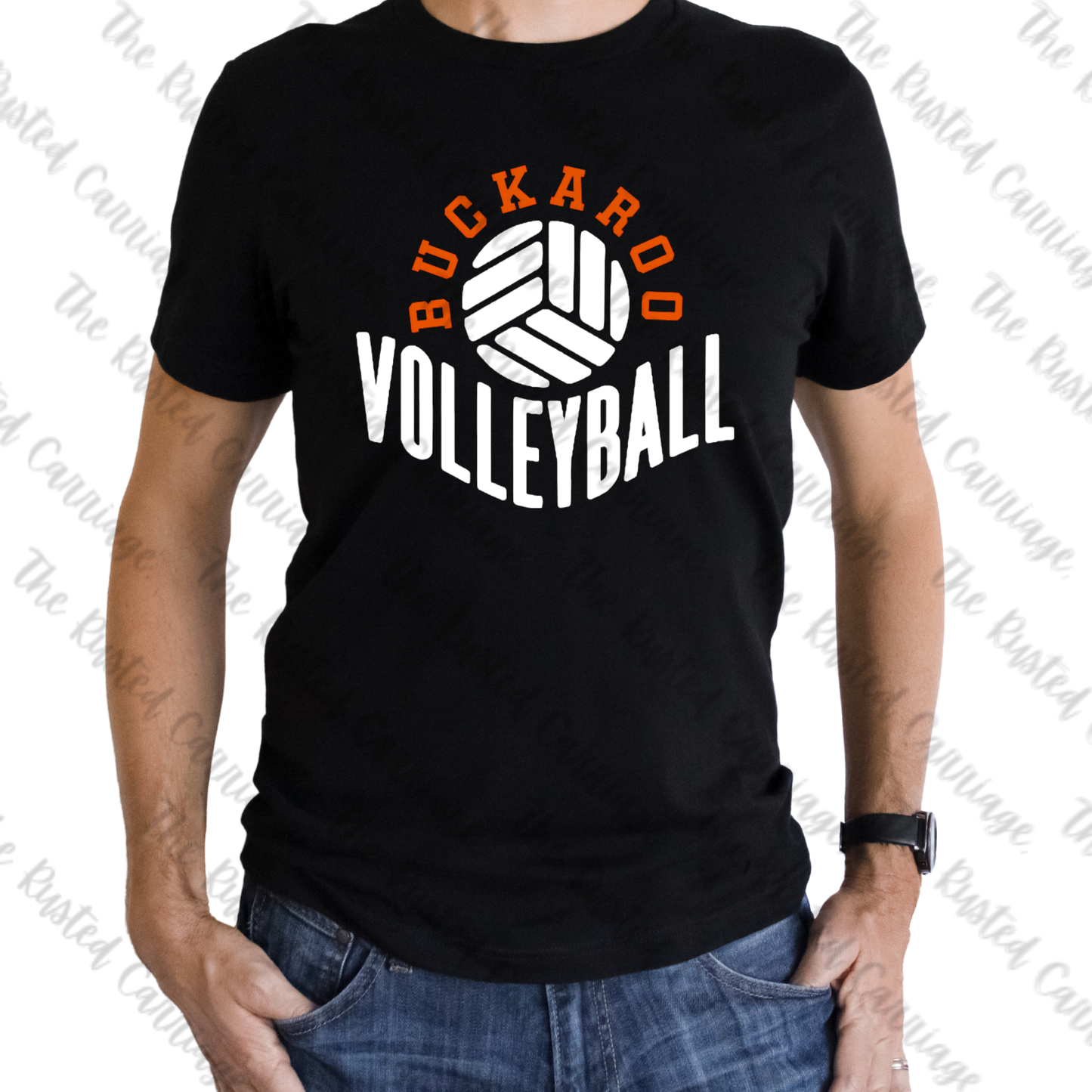 Buckaroo Volleyball Design- choose from Orange/White or Orange/Black Design ((Customizable))