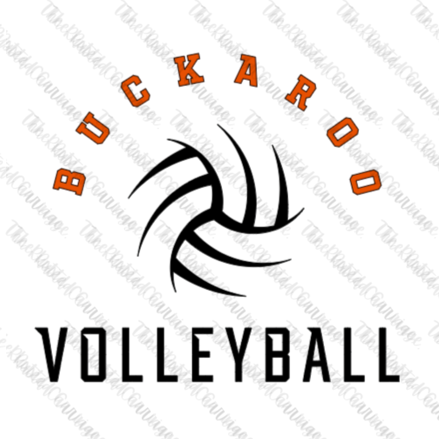 Simple Curved Buckaroo Volleyball Design in Black & Orange/Black ((Customizable))