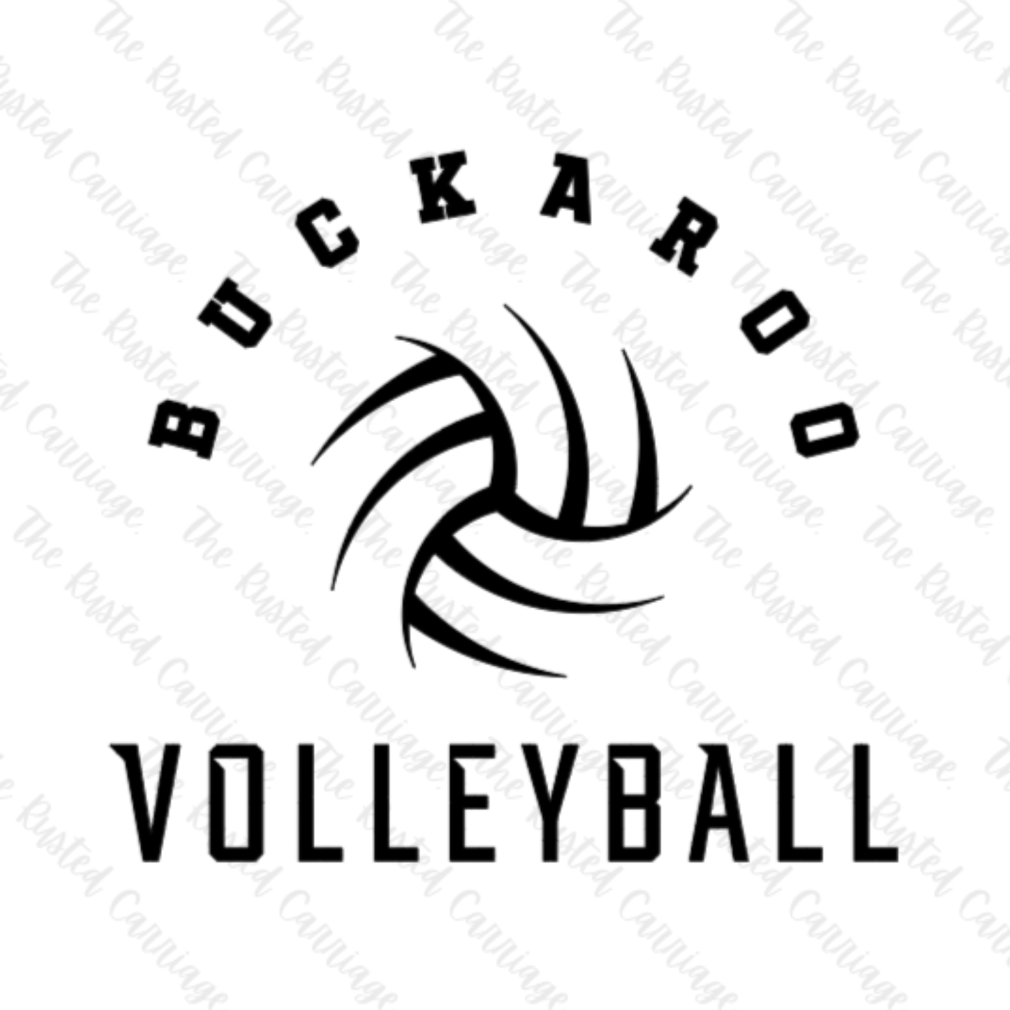Simple Curved Buckaroo Volleyball Design in Black & Orange/Black ((Customizable))
