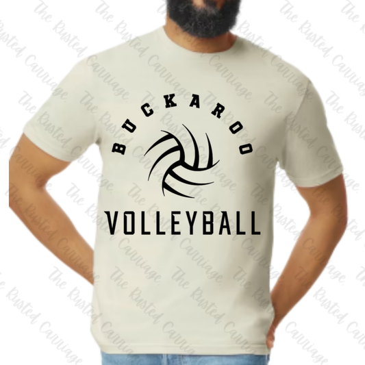 Simple Curved Buckaroo Volleyball Design in Black & Orange/Black ((Customizable))