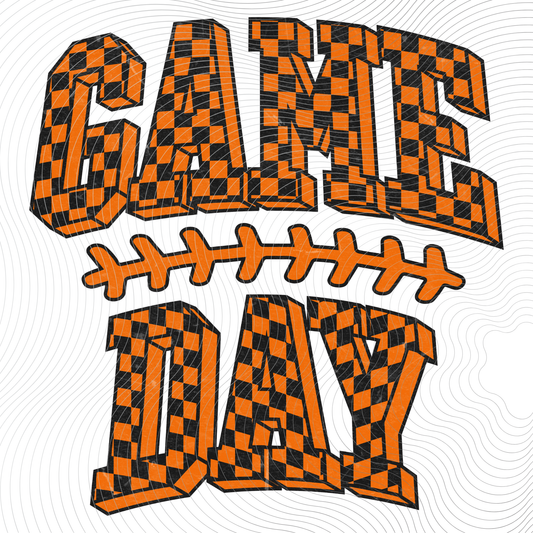 Game Day Orange/Black Checkered Design with ORANGE Stitching ((Customizable))