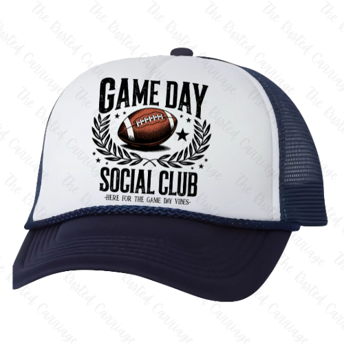 Navy & White Adult Unisex Snap Back Hat - Pick Your Hat Style- Curved or Flat brim, Women's Trucker & General Mascot Design ((Customizable))