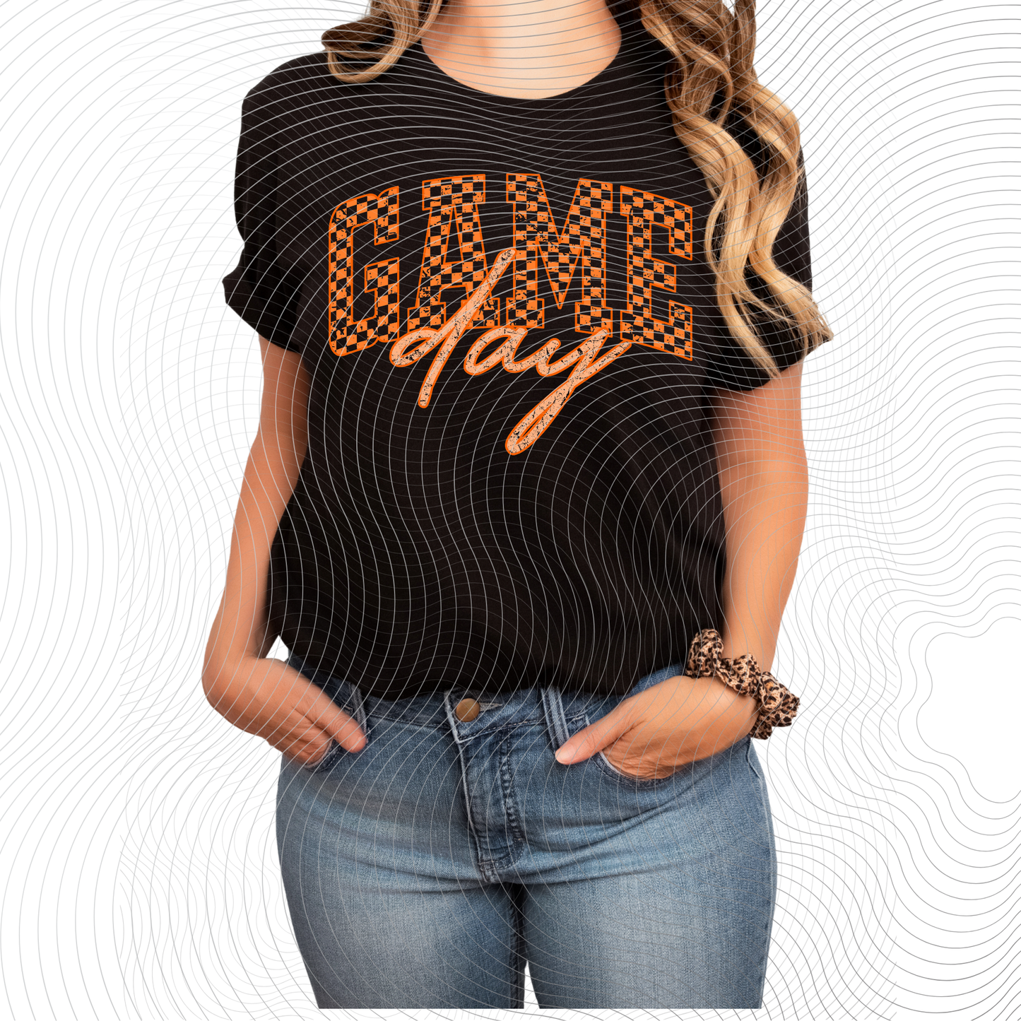 Orange Checkered Game Day ((Customizable))