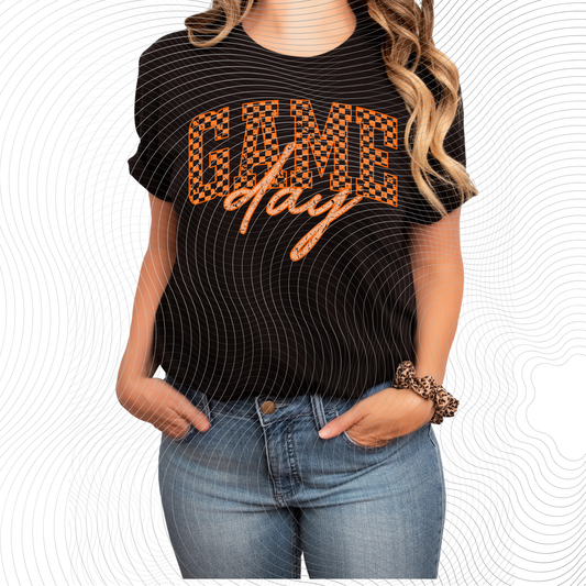 Orange Checkered Game Day ((Customizable))