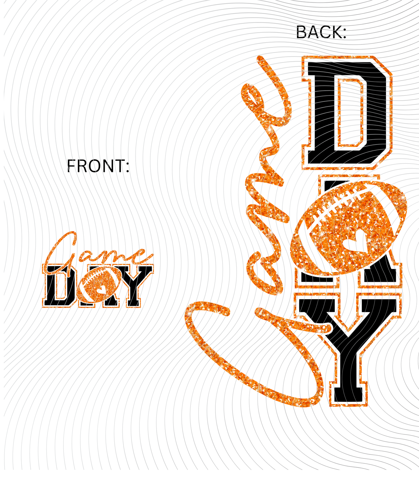 Game Day Tee Orange Glitter/Black Front/Back Design ((Customizable))
