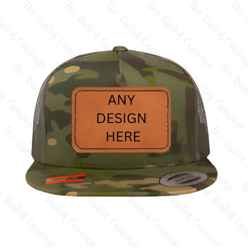 Green Camo & Black Adult Snap Back Hat - Pick Your Football Design & Hat Style: Curved Brim or Flat Brim ((Customizable))