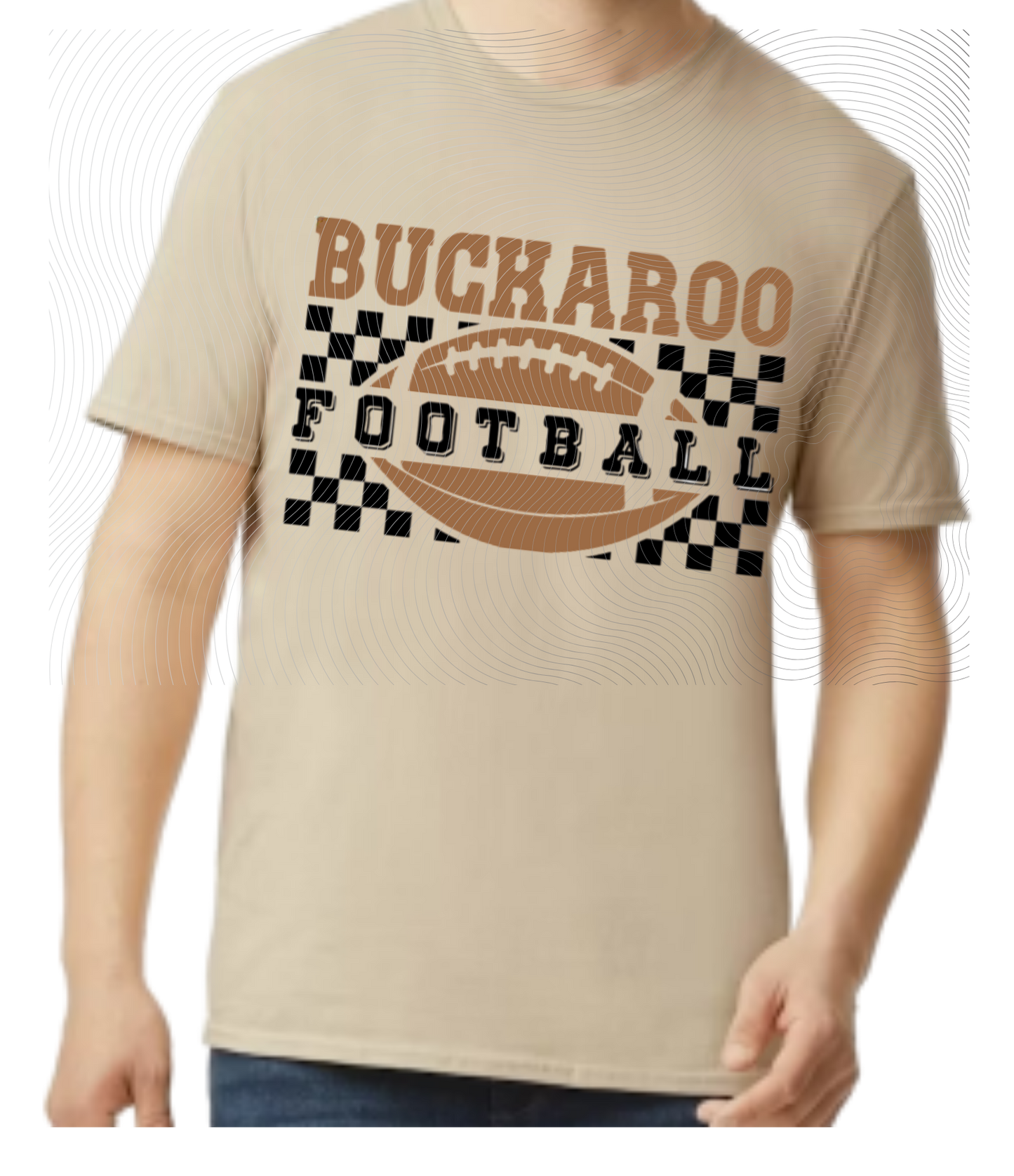 Youth Buckaroo Football Tee Brown Black Checkered ((Customizable))