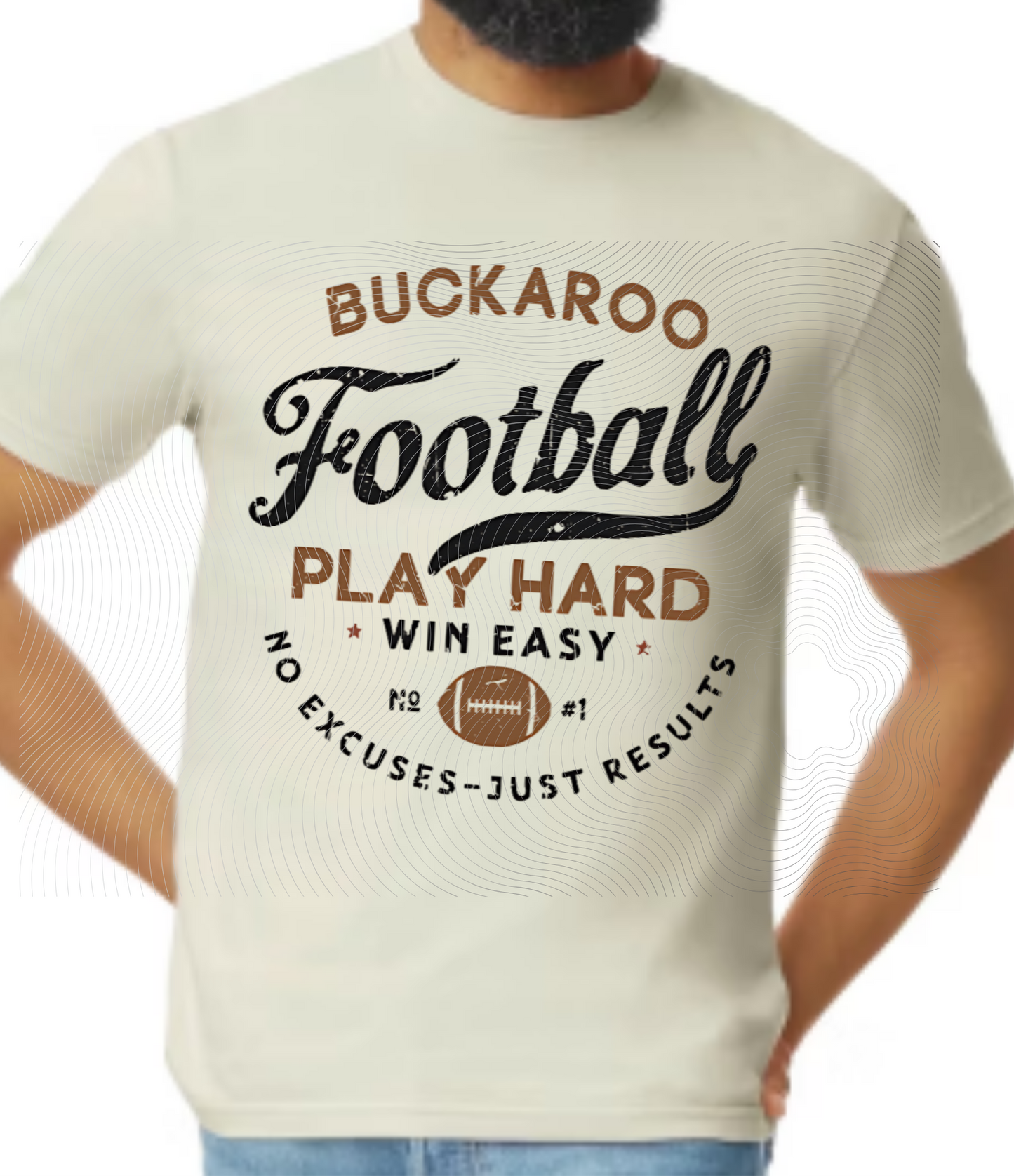 Buckaroo Football Play Hard Tee Brown/Black/Brown Ball ((Customizable))