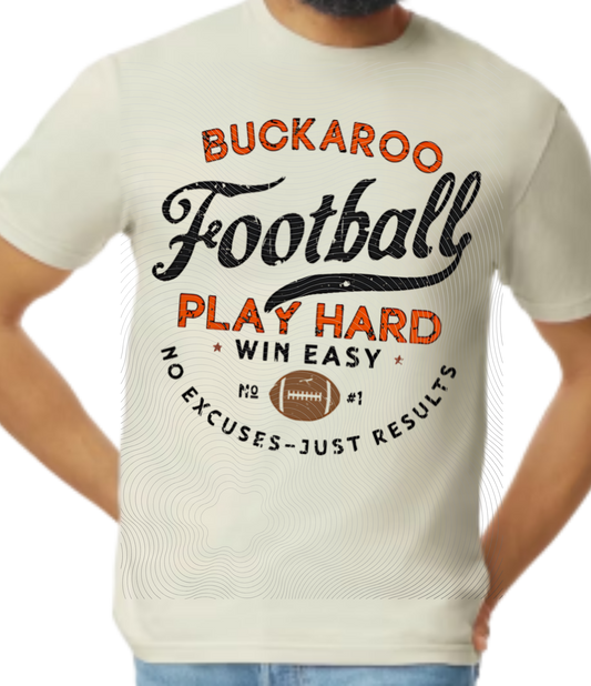 Buckaroo Football Play Hard Tee Orange/Black/Brown Football ((Customizable))